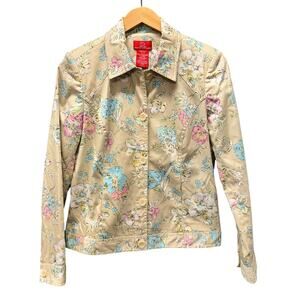 Oscar de la Renta Jacket Womens 10 Floral Button Up Lined + Pockets Vintage
